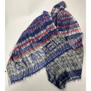 New Chanel 2016 cashmere silk watercolor graffiti logo blanket scarf stole shawl